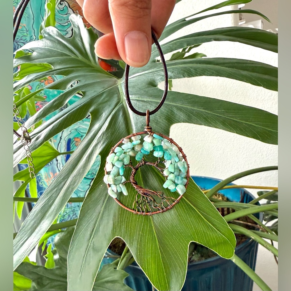 Amazonite Tree of Life Pendant | Speak Your Truth & Soothe the Soul - Picture 3 of 5
